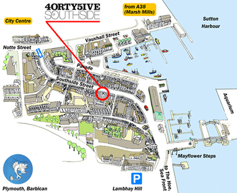 Plymouth Barbican Map - We are here