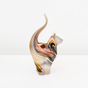 Richard Glass – Handmade Glass Cat, multicoloured, satined