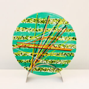 Susan Dare-Williams - Round Fused Glass Abstract with Stand