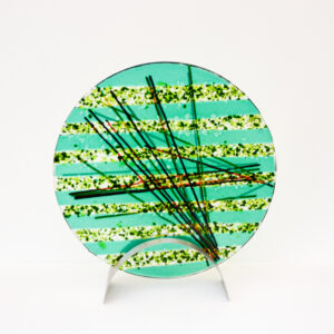 Susan Dare-Williams - Round Fused Glass Abstract with Stand