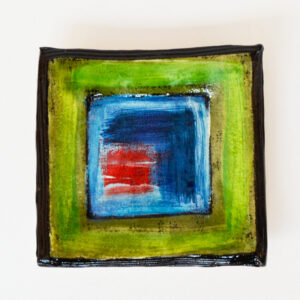John Pollex - Square Plate, green & blue