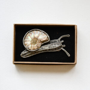 Kate Packer - Wire & Ammonite Snail Brooch