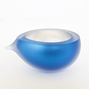 Aqua Glass and Silver Pip Bowl