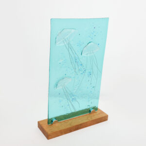 Susan Dare-Williams - Glass Jellyfish Picture on a Wooden stand - Image 2