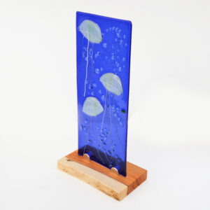 Susan Dare-Williams - Glass Jellyfish Picture on Wooden stand